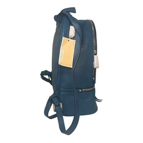 Michael Kors Rhea Zip Medium Leather DK Chambray Backpack with Tag - Picture 3 of 16